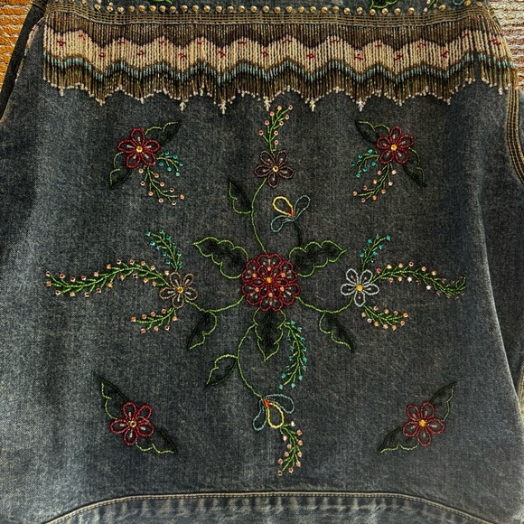 Code Blue vintage Jean Jacket Beaded Floral. Women’s size M - Picture 9 of 16